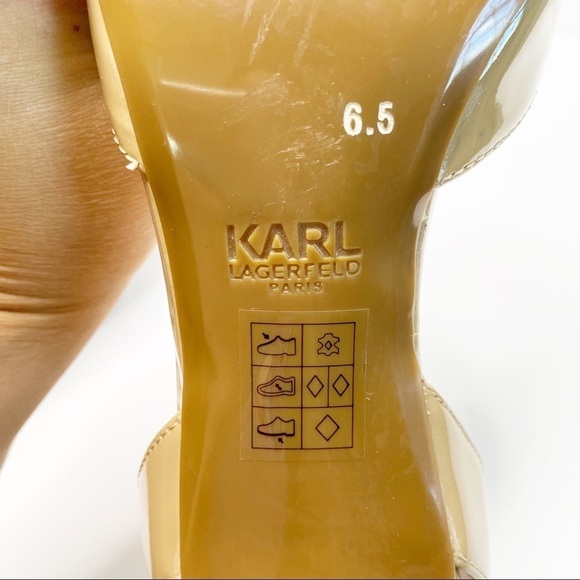 Karl Lagerfeld Jaclyn Patent leather pumps Size 6.5 Nude neutral pointy toe - Picture 9 of 9